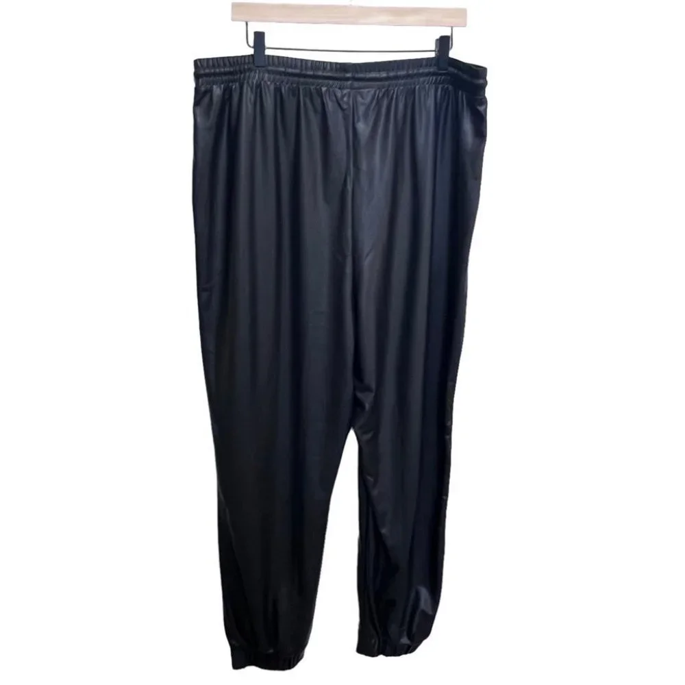 ASOS DESIGN Curve jersey leather-look jogger Size 16 - Picture 5 of 11